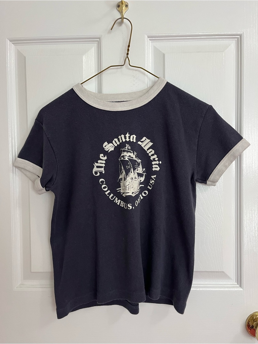 Brandy Melville Navy Ringer Tee - ‘Santa Maria Columbus Ohio’
